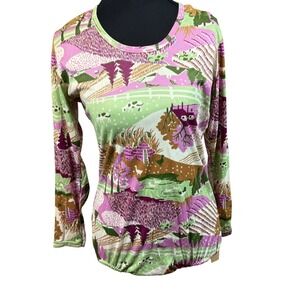 Vintage 1970s Deadstock Pastoral Bodysuit Top IBM Punch Tag Fairycore S/M